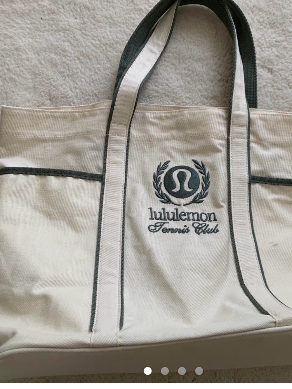 lululemon athletica Cream and Dark Green Tennis Club Canvas Tote